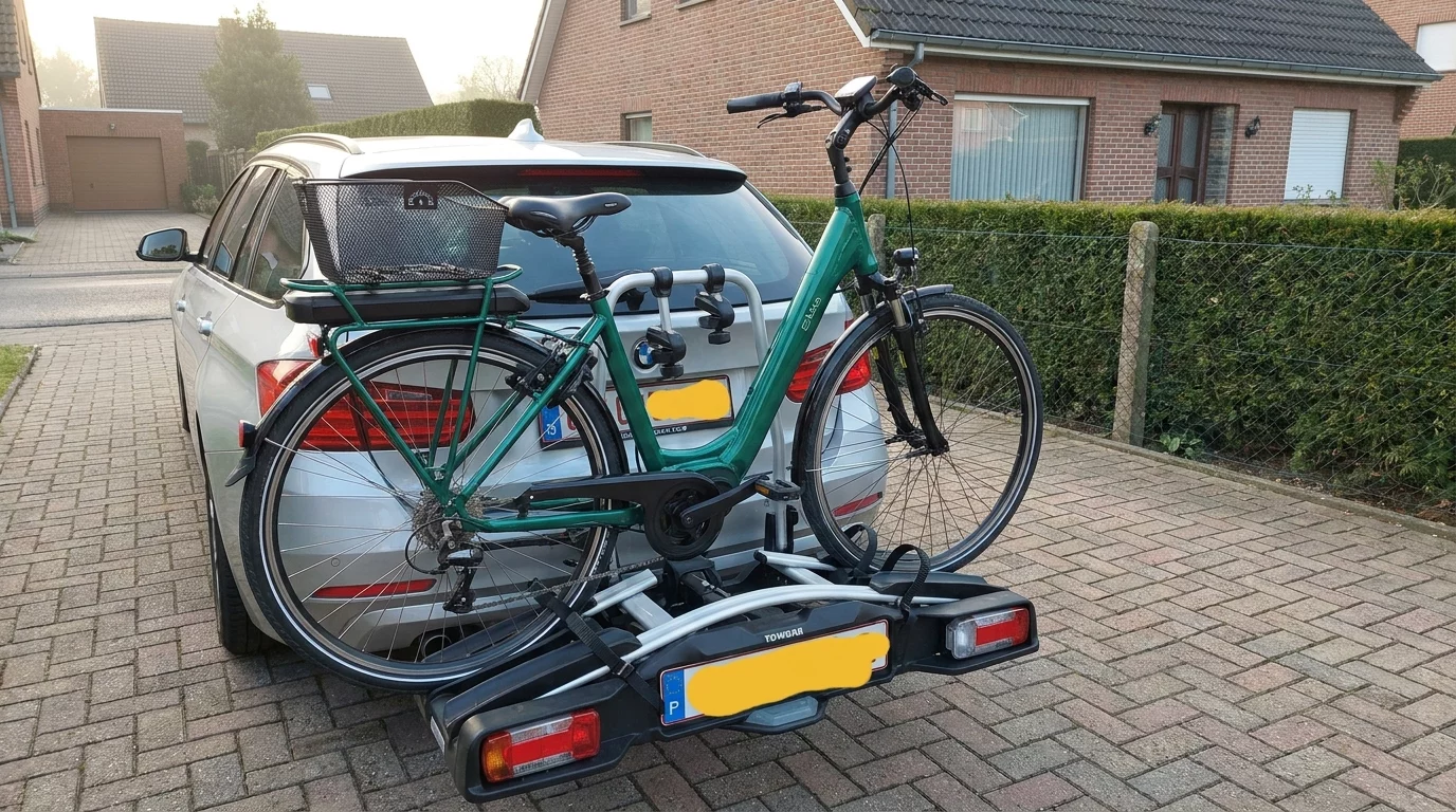 Porte-velo sur attelage avec VAE charge
